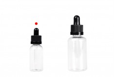 Πλαστικό (PET) διάφανο μπουκαλάκι 30 ml με μαύρο σταγονόμετρο με ασφάλεια CRC - 12 τμχ