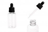50 ml plastic (PET) transparent bottle with black dropper CRC - 12 pcs