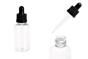 Flacon transparent en plastique (PET) de 50 ml avec compte-gouttes noir-1