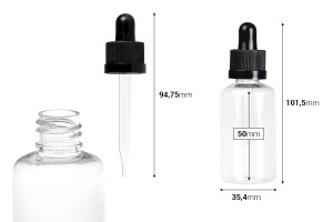 Flacon transparent en plastique (PET) de 50 ml avec compte-gouttes noir-2