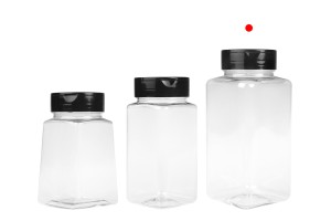 Barattolo per spezie in plastica trasparente (PET) da 500 ml con coperchio nero e guarnizione interna (PE)-εικόνα_σύνθεση