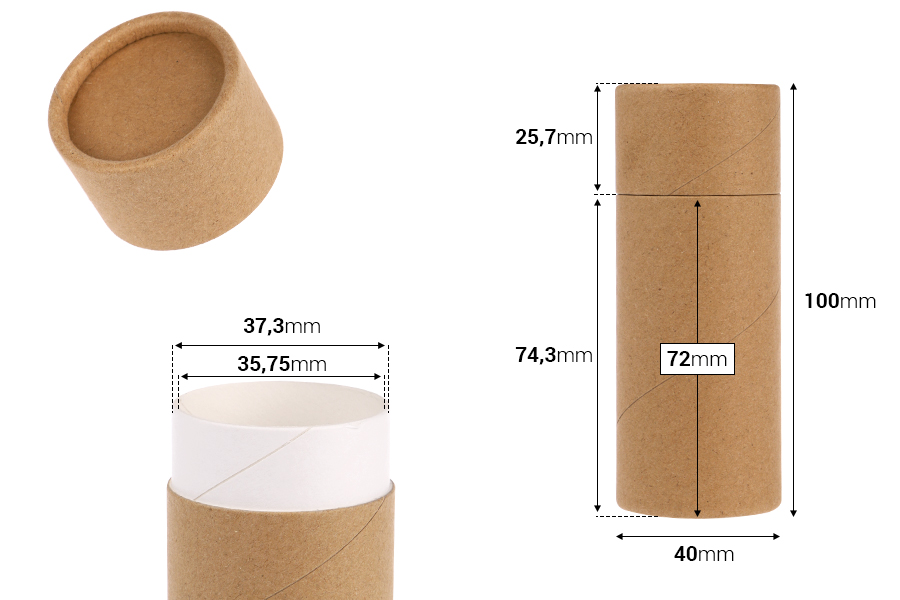 Biologisch abbaubare zylindrische Papiertuben 40x100 mm für Lippenbalsam