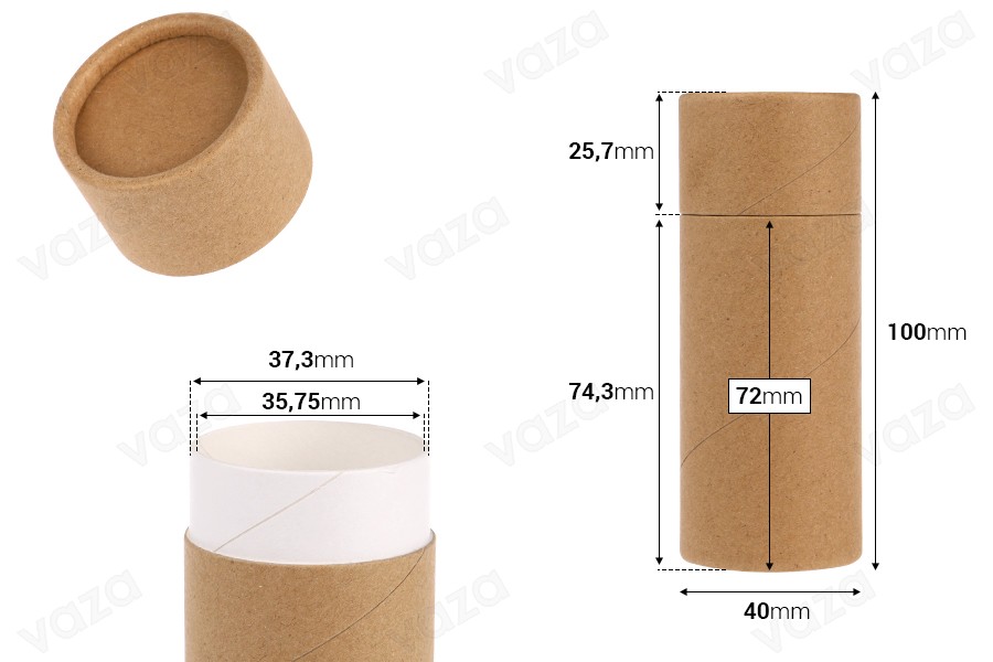 Tubes cylindriques en papier biodégradables 40x100 mm pour baume à lèvres Tubes cylindriques en papier biodégradables 40x100 mm pour baume à lèvres-εικόνα_διαστάσεις
