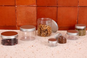 Petit pot transparent PET de 300ml avec couvercle en aluminium argenté avec joint d'étanchéité - 6 pcs-5