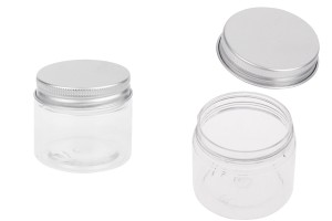 Transparente Pet-Dose 50ml mit Alu- Deckel und innerer Abdichtscheibe