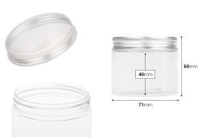 Petit pot transparent PET de 150ml avec couvercle en aluminium argenté avec joint d'étanchéité-εικόνα_διαστάσεις