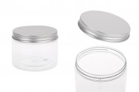 Petit pot transparent PET de 300ml avec couvercle en aluminium argenté avec joint d'étanchéité - 6 pcs