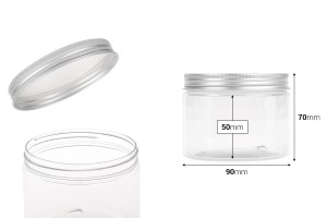 Petit pot transparent PET de 300ml avec couvercle en aluminium argenté avec joint d'étanchéité - 6 pcs-2
