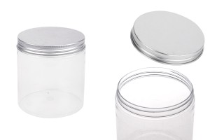 Transparentes PET-Glas 500 ml mit silbernem Aluminiumdeckel mit Dichtung - 6 Stück-εικόνα_προϊοντική