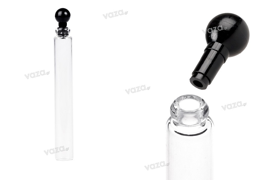 Γυάλινο φιαλίδιο 3 ml για tester αρωμάτων με πλαστικό καπάκι - 100 τμχ
