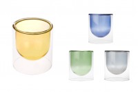 Pot double en verre 330 ml pour bougie (95x105 mm) en différentes couleurs