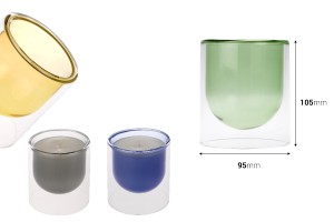 Pot double en verre 330 ml pour bougie (95x105 mm) en différentes couleurs-2