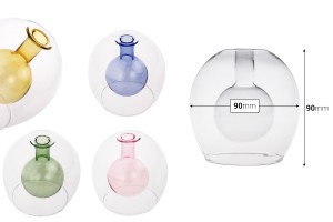 Doppelwandige Glasdiffusorflasche 65 ml (90x90 mm) aus mundgeblasenem Glas in verschiedenen Farben-bildabmessungen