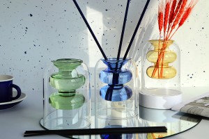 Doppelwandige Glasdiffusorflasche 190 ml (90 x 120 mm) aus mundgeblasenem Glas in verschiedenen Farben-3