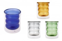 Pot double en verre 200 ml pour bougie (75x93 mm) en différentes couleurs