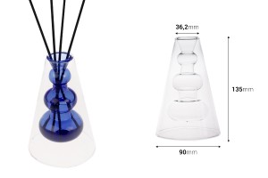 Doppelwandige Glasdiffusorflasche 90 ml (90x135 mm) aus mundgeblasenem Glas in verschiedenen Farben-bildabmessungen