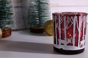 Bougeoir décoratif de Noël en verre rouge avec renne (sans couvercle)-εικόνα_σύνθεση