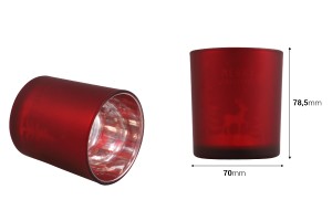 Bougeoir décoratif de Noël rouge en verre "Joyeux Noël" avec renne (sans couvercle)-εικόνα_διαστάσεις