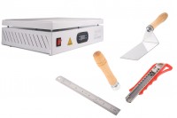 Heat sealing and film sealing machine, tools included (ruler, pen, spatula, scraper)