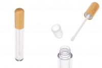 Etui pour gloss 7 ml transparent avec couvercle en bambou et égouttoir