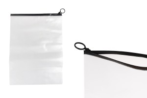 Durchsichtige Beutel (PVC) 240x330 mm mit schwarzem Zip-Verschluss - 12 Stück-produktbild