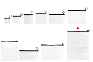 Durchsichtige Beutel (PVC) 240x330 mm mit schwarzem Zip-Verschluss - 12 Stück-bildgruppe
