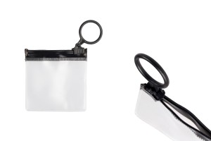 Durchsichtige Beutel (PVC) 60x60 mm mit schwarzem Zip-Verschluss - 12 Stück-produktbild