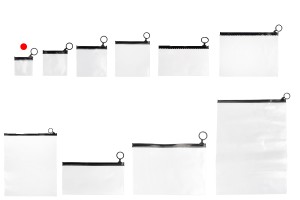 Durchsichtige Beutel (PVC) 60x60 mm mit schwarzem Zip-Verschluss - 12 Stück-bildgruppe