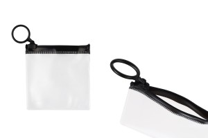 Durchsichtige Beutel (PVC) 80x80 mm mit schwarzem Zip-Verschluss - 12 Stück-produktbild