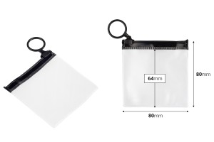 Durchsichtige Beutel (PVC) 80x80 mm mit schwarzem Zip-Verschluss - 12 Stück-bildabmessungen