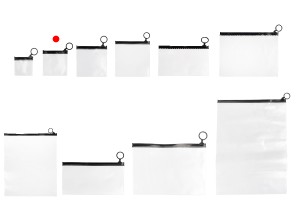 Durchsichtige Beutel (PVC) 80x80 mm mit schwarzem Zip-Verschluss - 12 Stück-bildgruppe