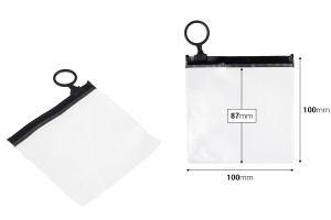 Sachet translucide (PVC) 100x100 mm avec fermeture zippée noire - 12 pièces-εικόνα_διαστάσεις