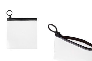 Transparente Beutel (PVC) 120x120 mm mit schwarzem Zip-Verschluss - 12 Stück-produktbild