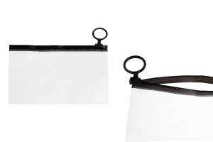 Durchsichtige Beutel (PVC) 150x100 mm mit schwarzem Zip-Verschluss - 12 Stück-produktbild