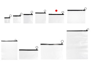 Durchsichtige Beutel (PVC) 150x100 mm mit schwarzem Zip-Verschluss - 12 Stück-bildgruppe