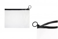 Ημιδιάφανο σακουλάκι (PVC) 200x150 mm με μαύρο φερμουάρ (zip) - 12 τμχ
