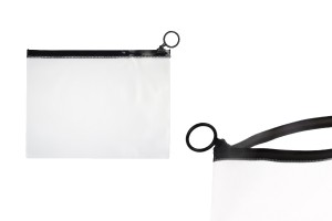 Sachet translucide (PVC) 200x150 mm avec fermeture zippée noire - 12 pièces-1