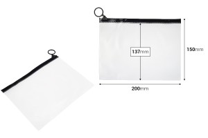 Sachet translucide (PVC) 200x150 mm avec fermeture zippée noire - 12 pièces-2