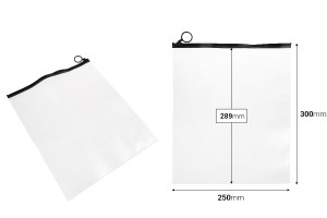 Durchsichtige Beutel (PVC) 250x300 mm mit schwarzem Zip-Verschluss - 12 Stück-bildabmessungen