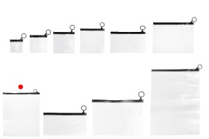Durchsichtige Beutel (PVC) 250x300 mm mit schwarzem Zip-Verschluss - 12 Stück-bildgruppe
