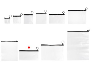 Durchsichtige Beutel (PVC) 190x100 mm mit schwarzem Zip-Verschluss - 12 Stück-bildgruppe