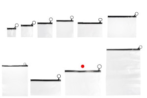 Durchsichtige Beutel (PVC) 200x140 mm mit schwarzem Zip-Verschluss - 12 Stück-εικόνα_σύνθεση