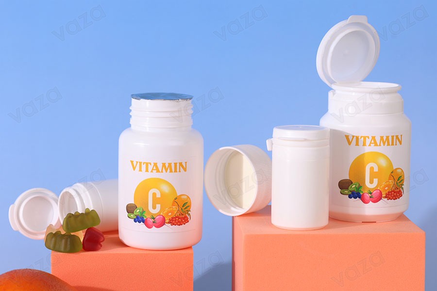 Πλαστικό λευκό βαζάκι 50ml με κουμπωτό καπάκι ασφαλείας για χάπια και κάψουλες Πλαστικό λευκό βαζάκι 50ml με κουμπωτό καπάκι ασφαλείας για χάπια και κάψουλες-εικόνα_σύνθεση