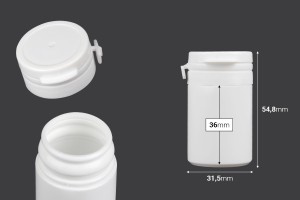 Πλαστικό λευκό βαζάκι 30ml με κουμπωτό καπάκι ασφαλείας για χάπια και κάψουλες-2