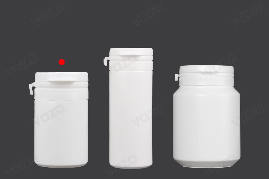 Πλαστικό λευκό βαζάκι 30ml με κουμπωτό καπάκι ασφαλείας για χάπια και κάψουλες Πλαστικό λευκό βαζάκι 30ml με κουμπωτό καπάκι ασφαλείας για χάπια και κάψουλες-εικόνα_σύνθεση