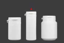 Πλαστικό λευκό βαζάκι 50ml με κουμπωτό καπάκι ασφαλείας για χάπια και κάψουλες Πλαστικό λευκό βαζάκι 50ml με κουμπωτό καπάκι ασφαλείας για χάπια και κάψουλες