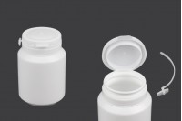 Πλαστικό λευκό βαζάκι 100ml με κουμπωτό καπάκι ασφαλείας για χάπια και κάψουλες
