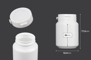 Πλαστικό λευκό βαζάκι 100ml με κουμπωτό καπάκι ασφαλείας για χάπια και κάψουλες-2