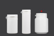 Πλαστικό λευκό βαζάκι 100ml με κουμπωτό καπάκι ασφαλείας για χάπια και κάψουλες