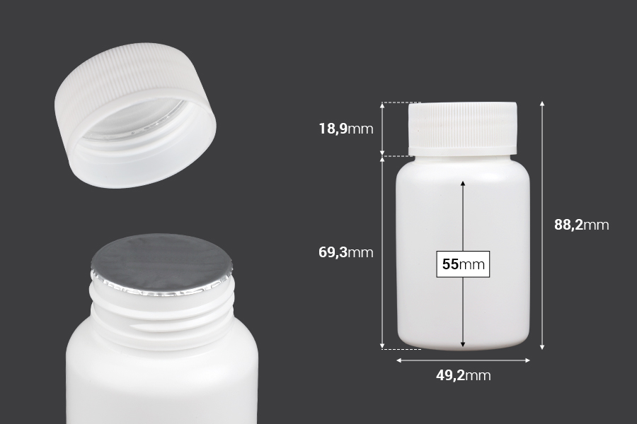 Πλαστικό λευκό βαζάκι 120ml με βιδωτό καπάκι για χάπια και κάψουλες Πλαστικό λευκό βαζάκι 120ml με βιδωτό καπάκι για χάπια και κάψουλες